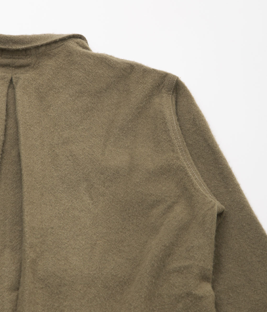 TENDER CO. ''WEBBING FLY SHIRT_UNFINISHED WOOL BAIZE'' (COFFEE DYED)