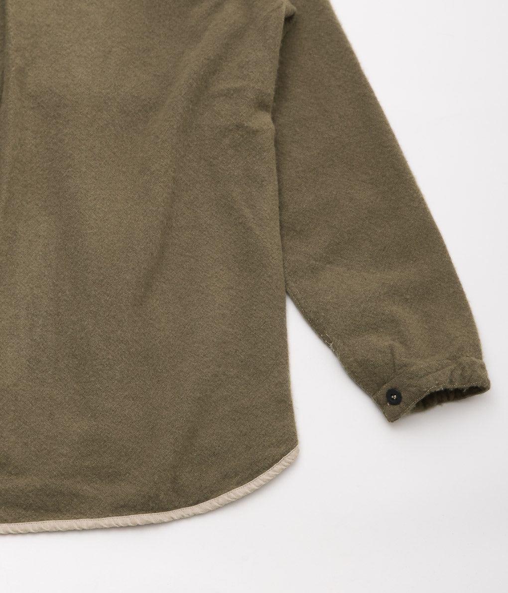 TENDER CO. ''WEBBING FLY SHIRT_UNFINISHED WOOL BAIZE'' (COFFEE DYED)