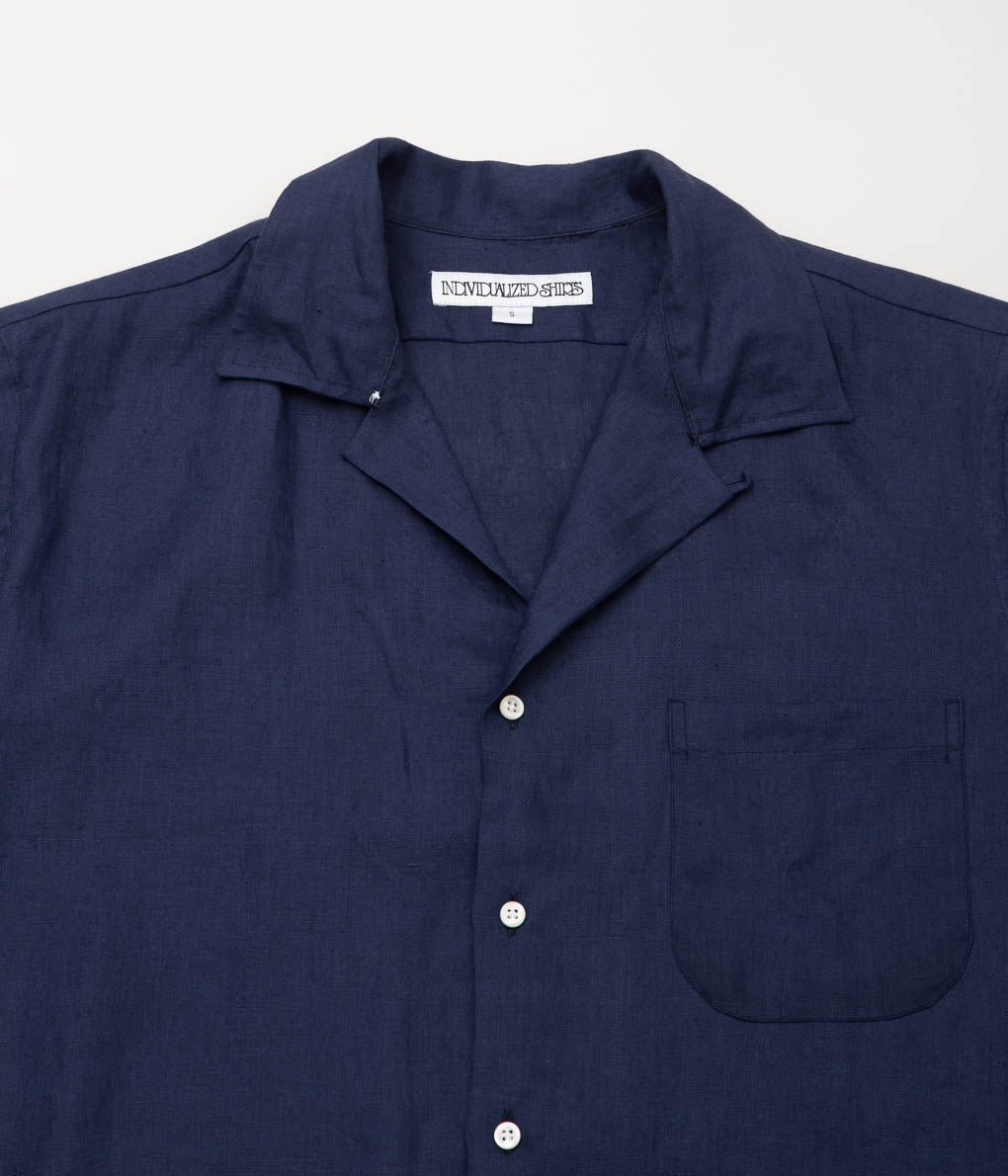 INDIVIDUALIZED SHIRTS ''OVERSIZED LINEN CAMP SHIRTS'' (NAVY)