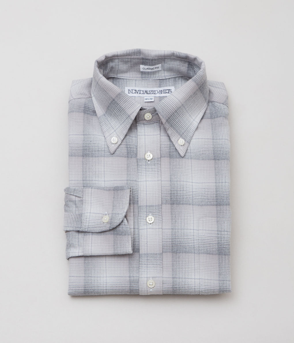 INDIVIDUALIZED SHIRTS ''SNOWY MOUNAIN PLAID CLASSIC FIT BUTTON DOWN SHIRTS'' (GRAY)