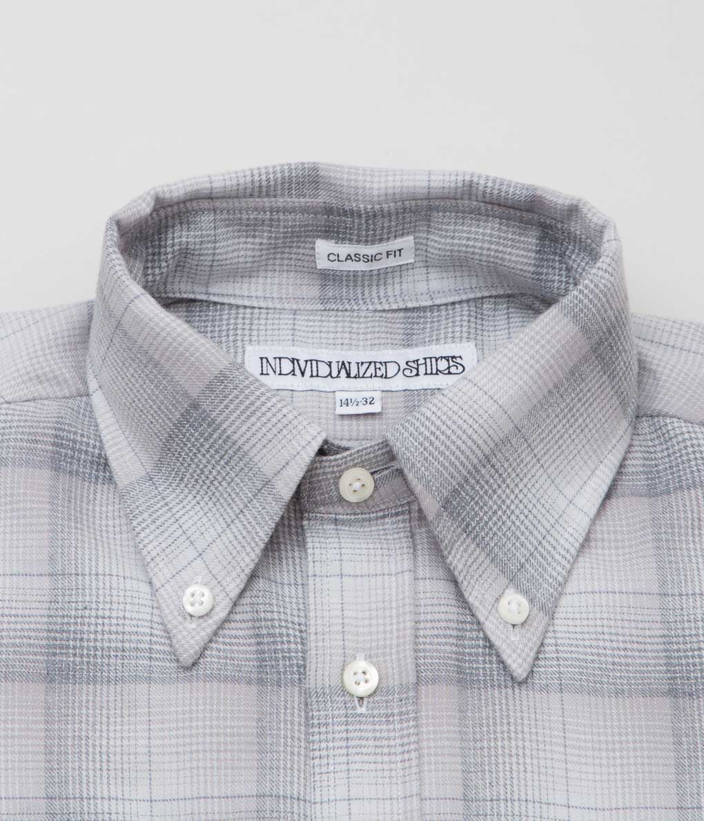 INDIVIDUALIZED SHIRTS ''SNOWY MOUNAIN PLAID CLASSIC FIT BUTTON DOWN SHIRTS'' (GRAY)