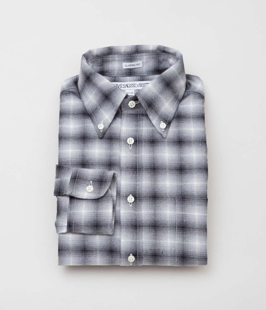 INDIVIDUALIZED SHIRTS ''SNOWY MOUNAIN PLAID CLASSIC FIT BUTTON DOWN SHIRTS'' (BLACK)