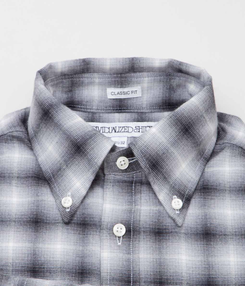 INDIVIDUALIZED SHIRTS ''SNOWY MOUNAIN PLAID CLASSIC FIT BUTTON DOWN SHIRTS'' (BLACK)