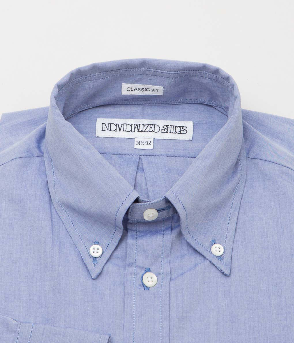 INDIVIDUALIZED SHIRTS ''INDIGO CHAMBRAY CLASSIC FIT BUTTON DOWN SHIRTS'' (BLUE)