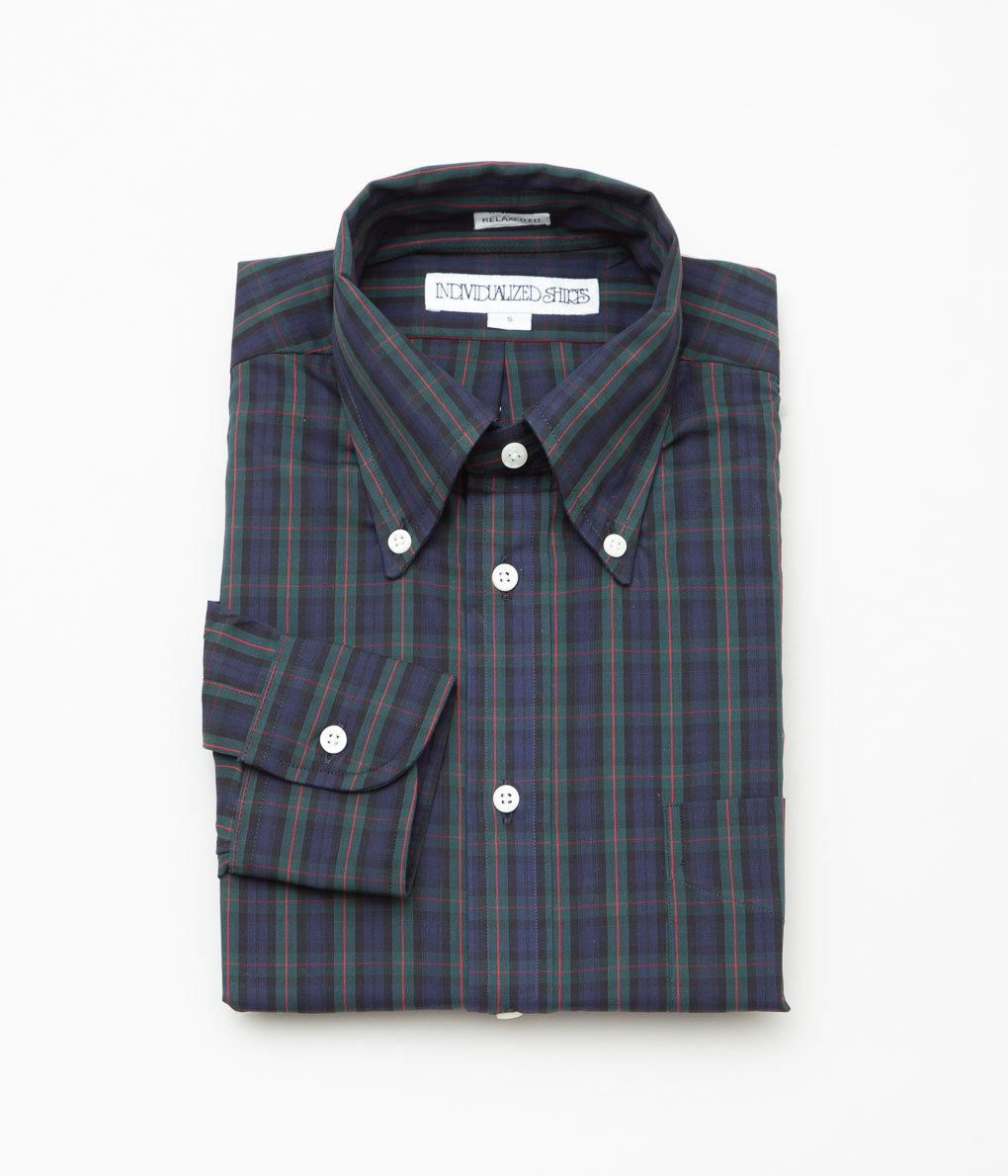 INDIVIDUALIZED SHIRTS ''HOLIDAY PLAID RELAXED FIT BUTTON DOWN SHIRTS'' (GREEN)