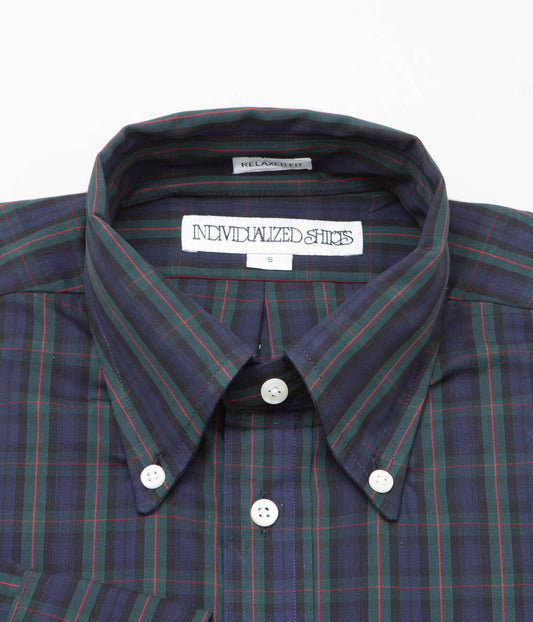 INDIVIDUALIZED SHIRTS ''HOLIDAY PLAID RELAXED FIT BUTTON DOWN SHIRTS'' (GREEN)