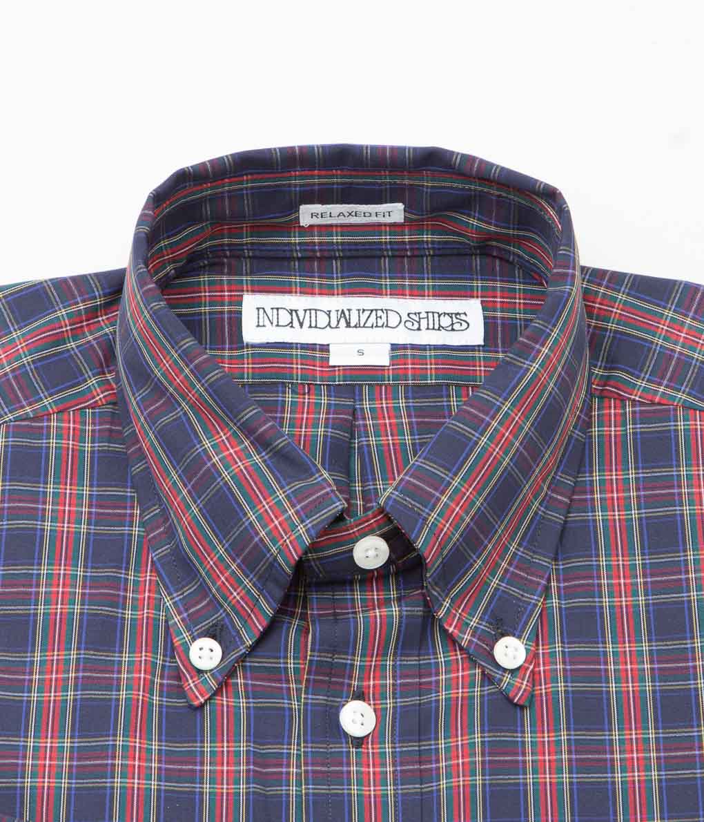 INDIVIDUALIZED SHIRTS ''HOLIDAY PLAID RELAXED FIT BUTTON DOWN SHIRTS'' (RED)