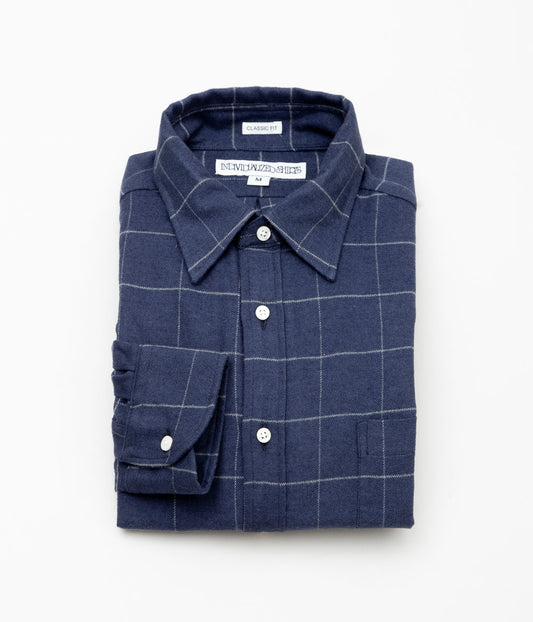 INDIVIDUALIZED SHIRTS ''WINDOWPENN FLANNEL TRADITIONAL COLLAR CLASSIC FIT'' (NAVY)