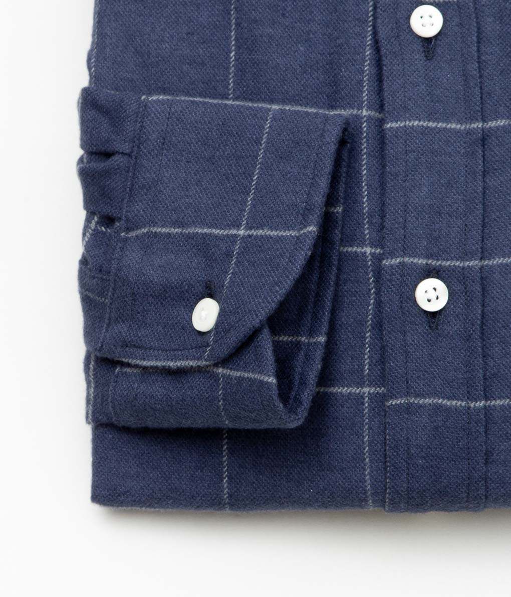 INDIVIDUALIZED SHIRTS ''WINDOWPENN FLANNEL TRADITIONAL COLLAR CLASSIC FIT'' (NAVY)