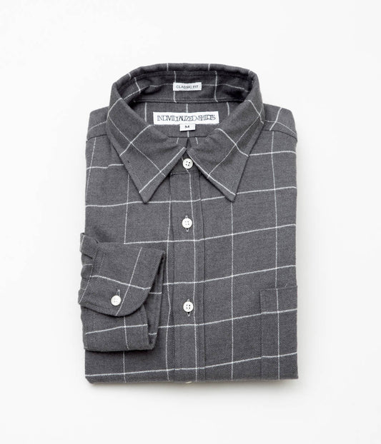 INDIVIDUALIZED SHIRTS ''WINDOWPENN FLANNEL TRADITIONAL COLLAR CLASSIC FIT'' (GRAY)