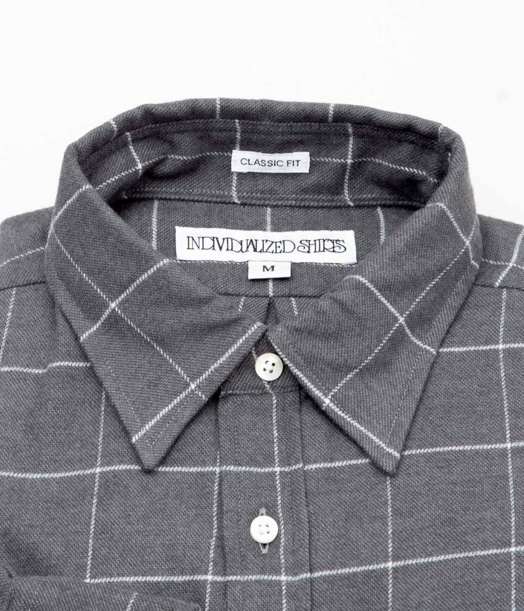 INDIVIDUALIZED SHIRTS ''WINDOWPENN FLANNEL TRADITIONAL COLLAR CLASSIC FIT'' (GRAY)