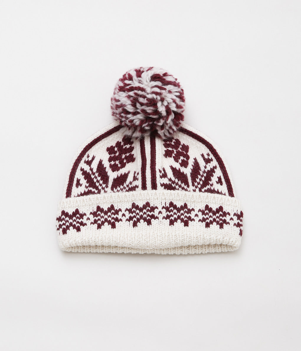 WYTHE ''HOLIDAY JACQUARD POM BEANIE'' (BORDEAUX)