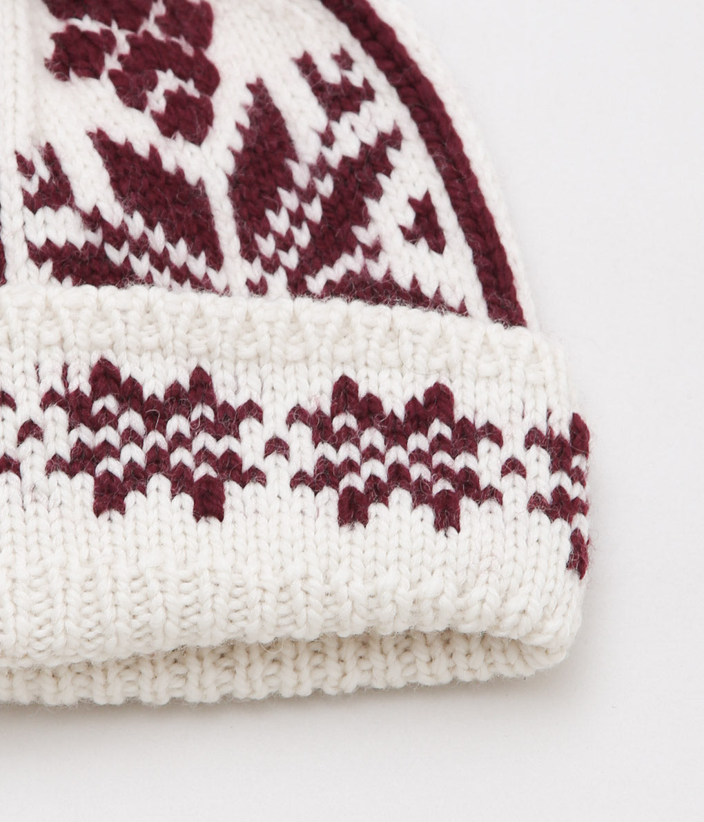 WYTHE ''HOLIDAY JACQUARD POM BEANIE'' (BORDEAUX)