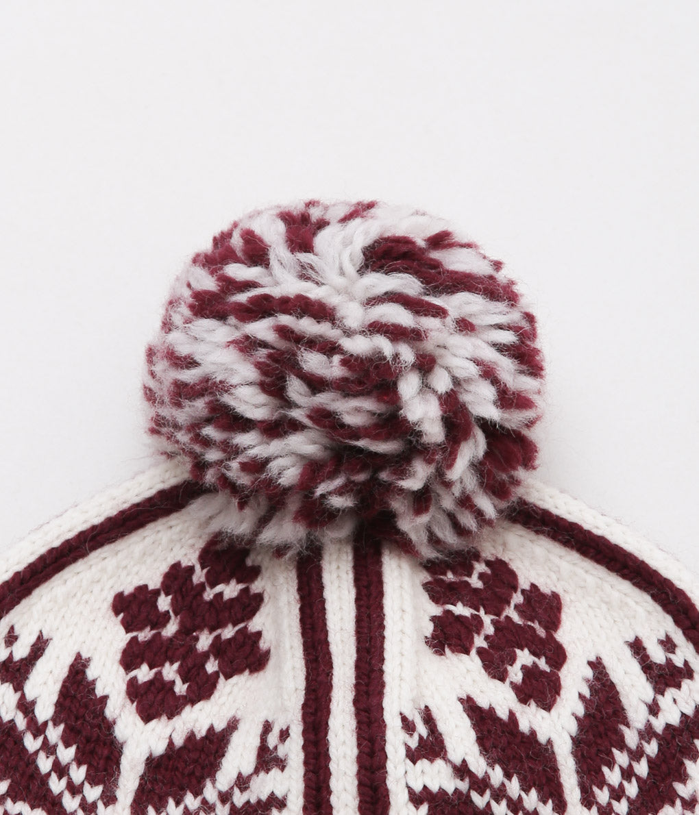 WYTHE ''HOLIDAY JACQUARD POM BEANIE'' (BORDEAUX)