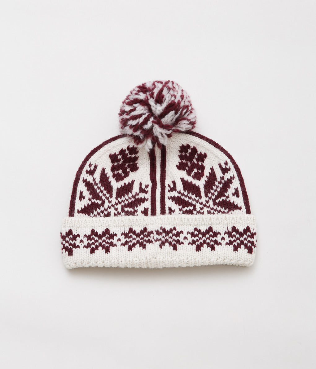 WYTHE ''HOLIDAY JACQUARD POM BEANIE'' (BORDEAUX)