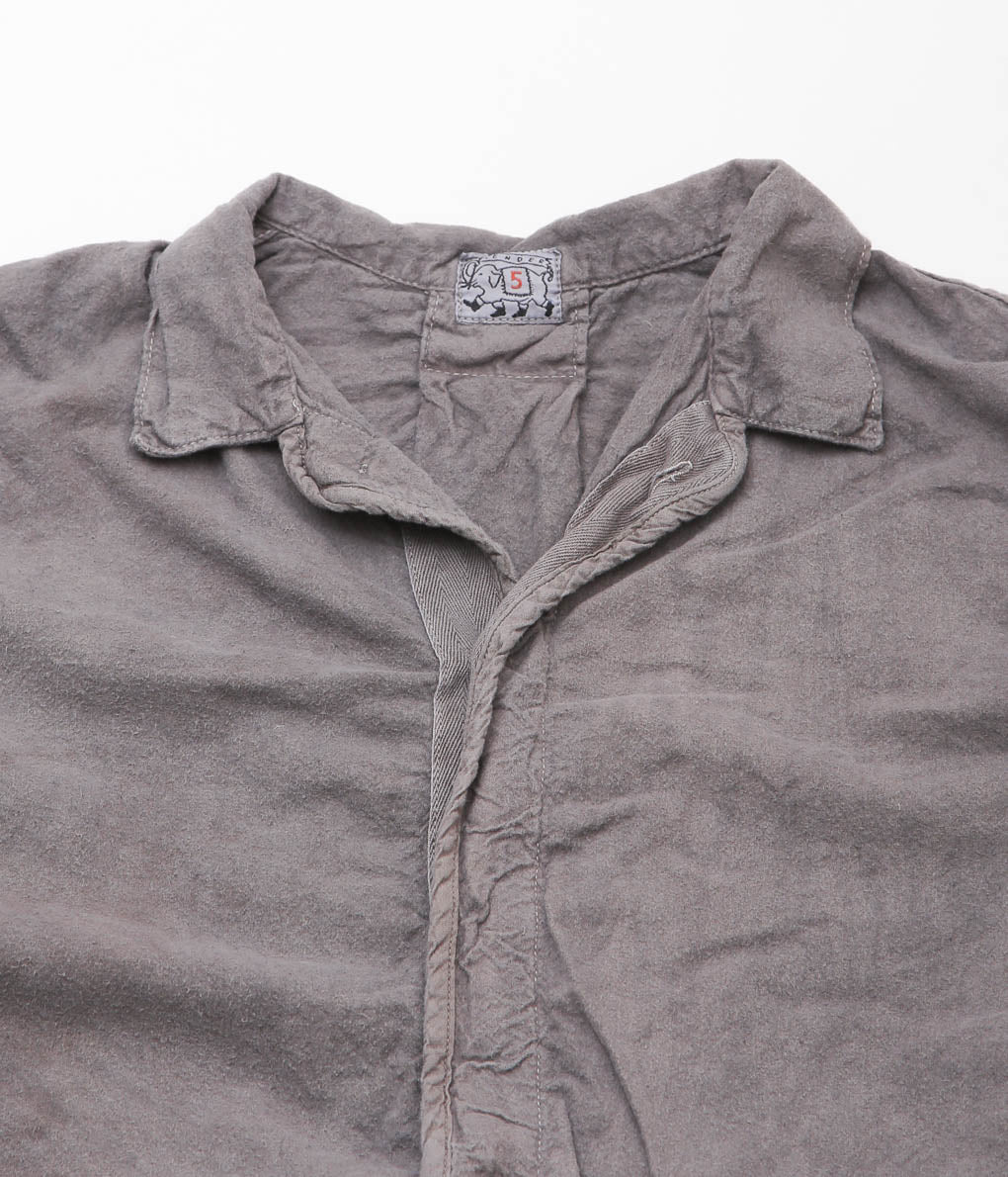 TENDER CO. ''WEBBING FLY SHIRT_ECRU COTTON FLANNEL'' (SADDENED WATTLE DYED)