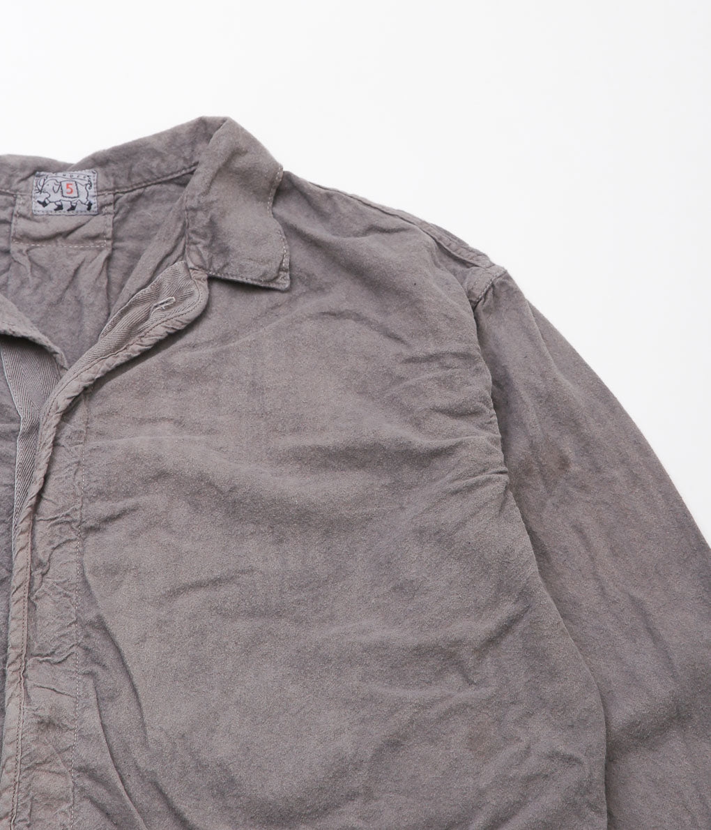 TENDER CO. ''WEBBING FLY SHIRT_ECRU COTTON FLANNEL'' (SADDENED WATTLE DYED)