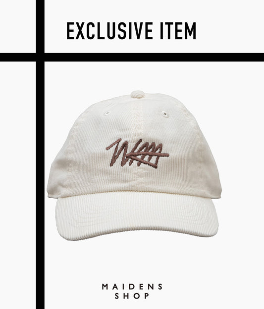 STUDIO WEAREALLANIMALS × MAIDENS SHOP ''ESSENTIAL SCRIPT LOGO CAP CORDUROY'' (OFF WHITE)