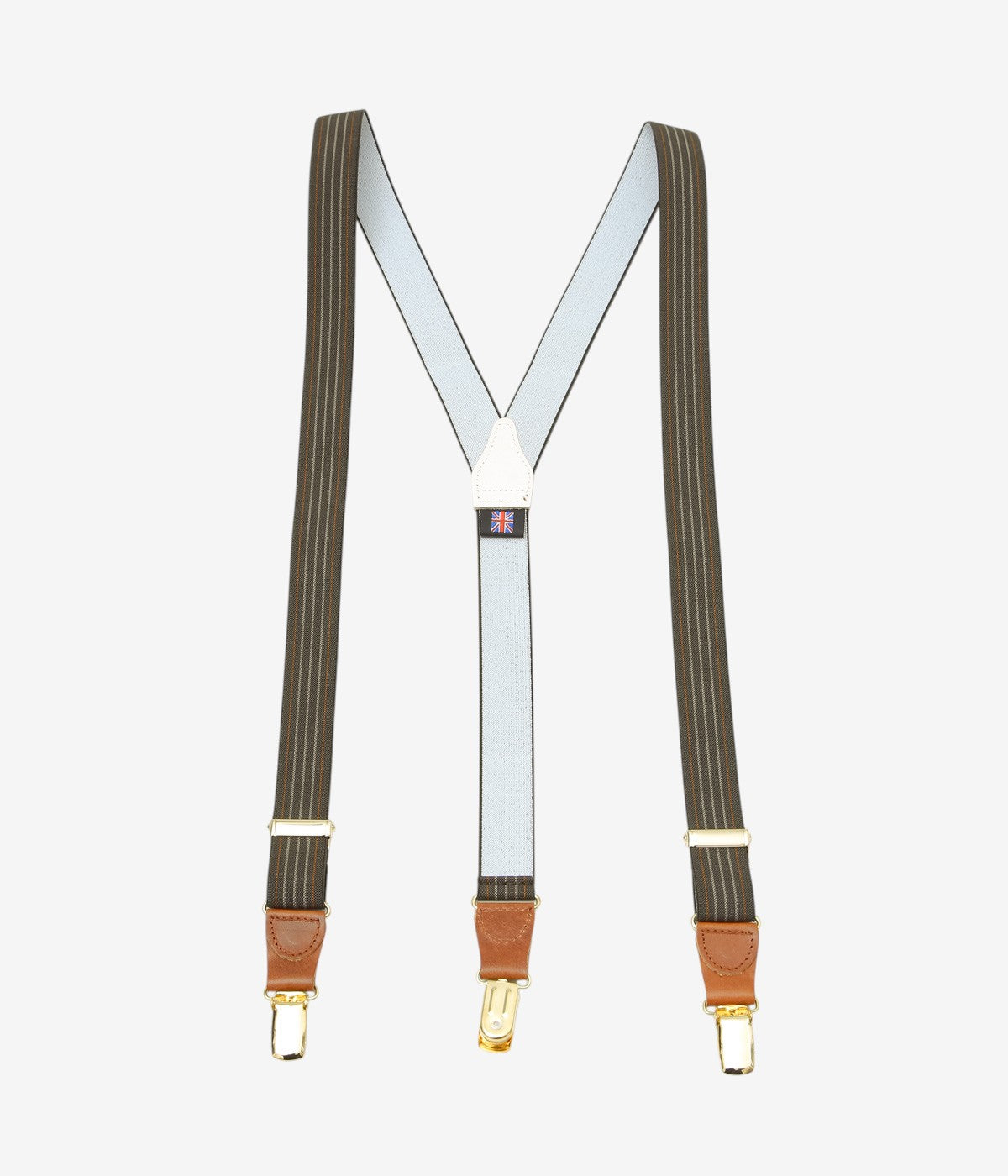 ALBERT THURSTON ''3 CLIP LEATHER BACK｜ELASTIC 25MM'' (BROWN STRIPE)