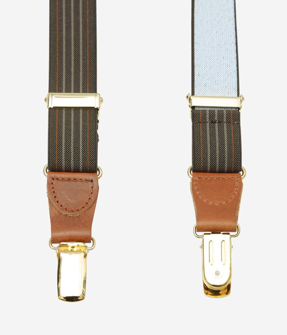 ALBERT THURSTON ''3 CLIP LEATHER BACK｜ELASTIC 25MM'' (BROWN STRIPE)
