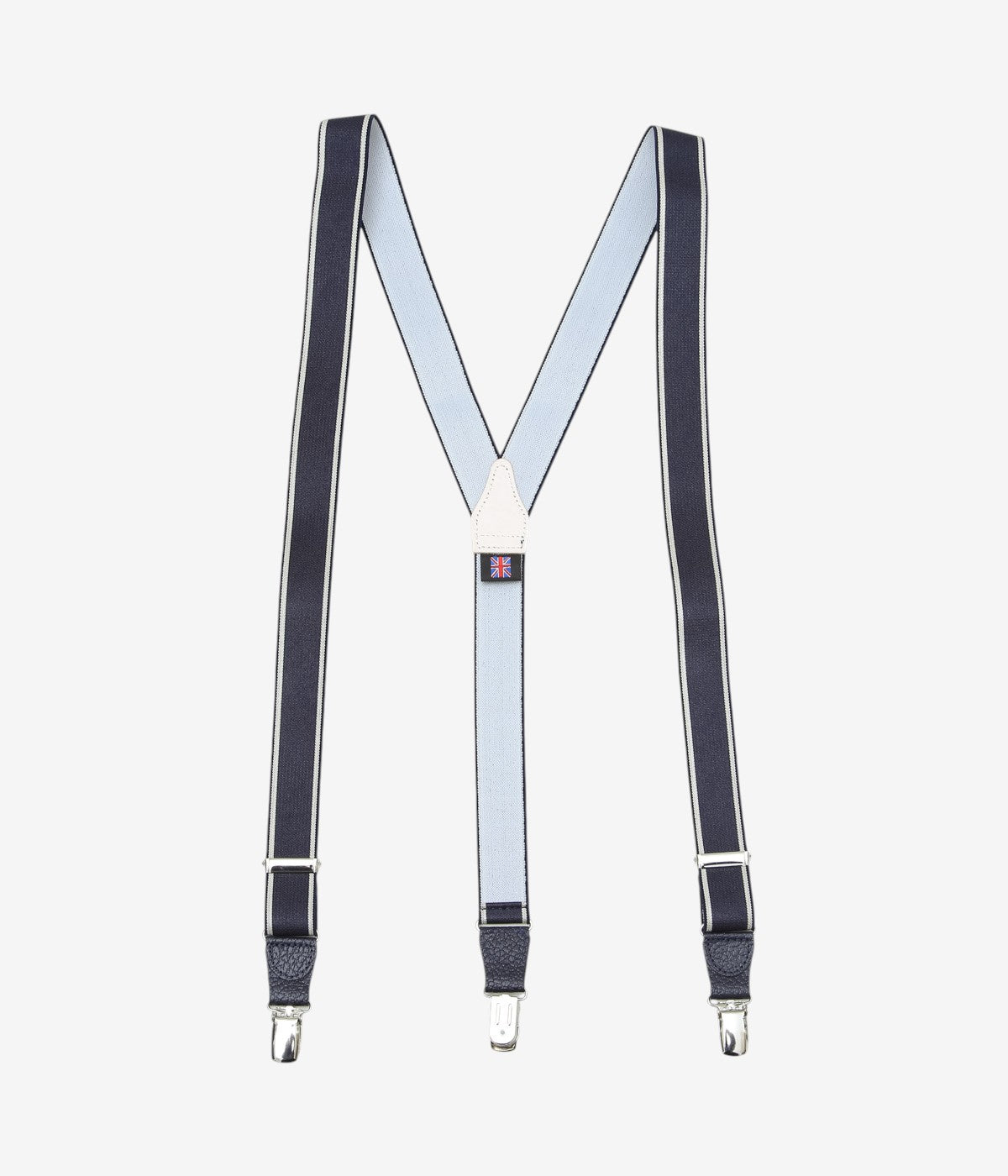 ALBERT THURSTON ''3 CLIP LEATHER BACK｜ELASTIC 25MM'' (NAVY TIPPING)