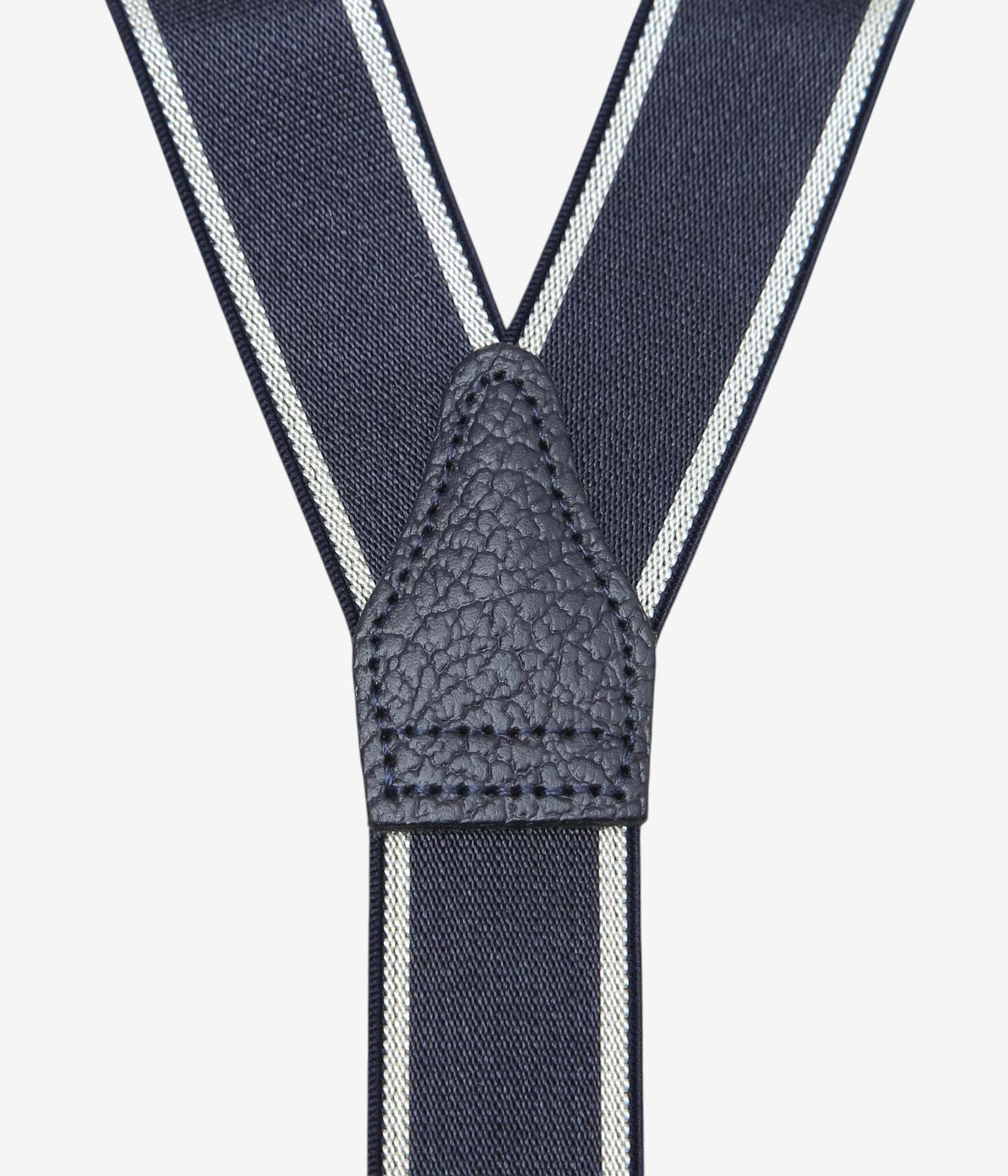 ALBERT THURSTON ''3 CLIP LEATHER BACK｜ELASTIC 25MM'' (NAVY TIPPING)
