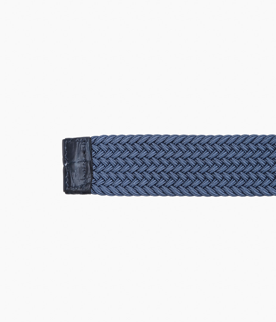 ANDERSON'S ''ELASTIC MESH BELT / CROCODILE LEATHER'' (BLUE) – THE