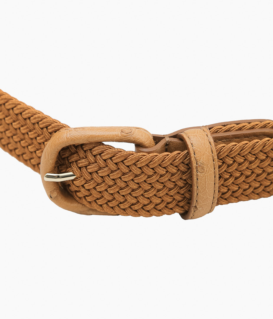 ANDERSON'S ''ELASTIC MESH BELT / OSTRICH'' (CAMEL)