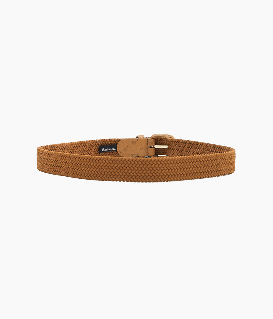 ANDERSON'S ''ELASTIC MESH BELT / OSTRICH'' (CAMEL)