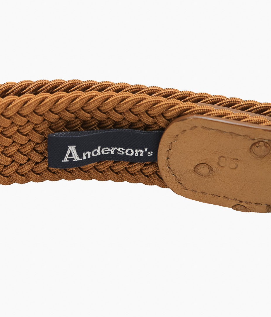 ANDERSON'S ''ELASTIC MESH BELT / OSTRICH'' (CAMEL)