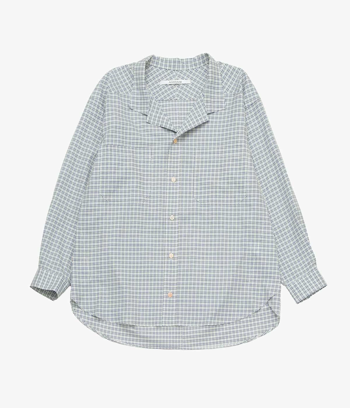 ANSNAM ''EX SHIRT｜DEADSTOCK'' (GREY×BLUE CHECK)