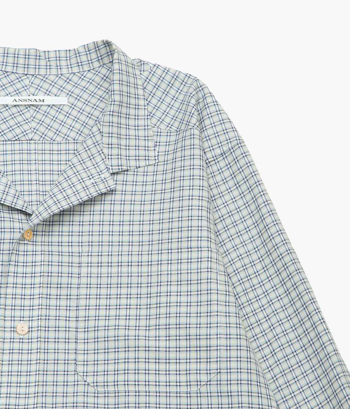 ANSNAM ''EX SHIRT｜DEADSTOCK'' (GREY×BLUE CHECK)