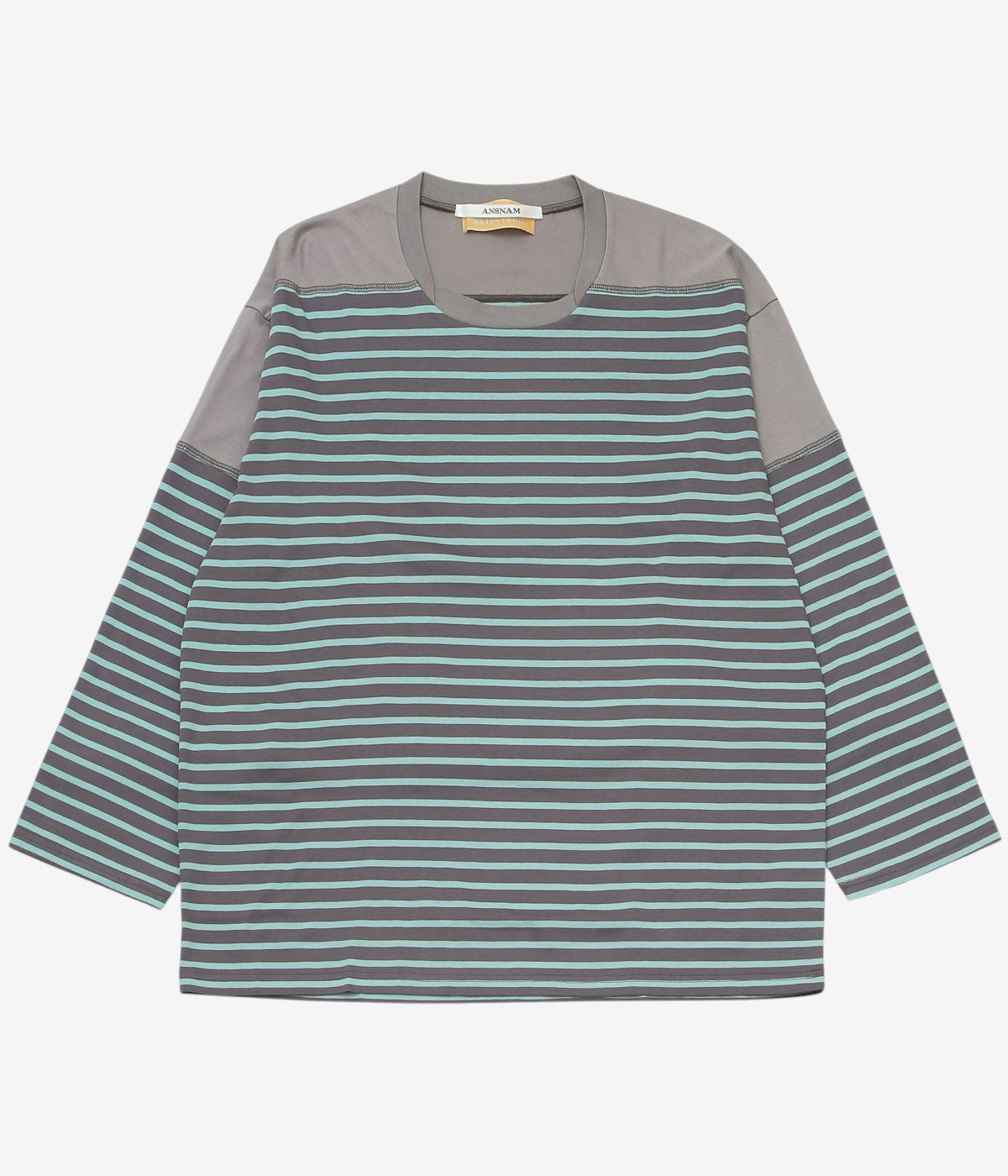 ANSNAM ''MARINE BORDER T-SHIRT｜WIDE STRIPE'' (CHARCOAL×BLUE