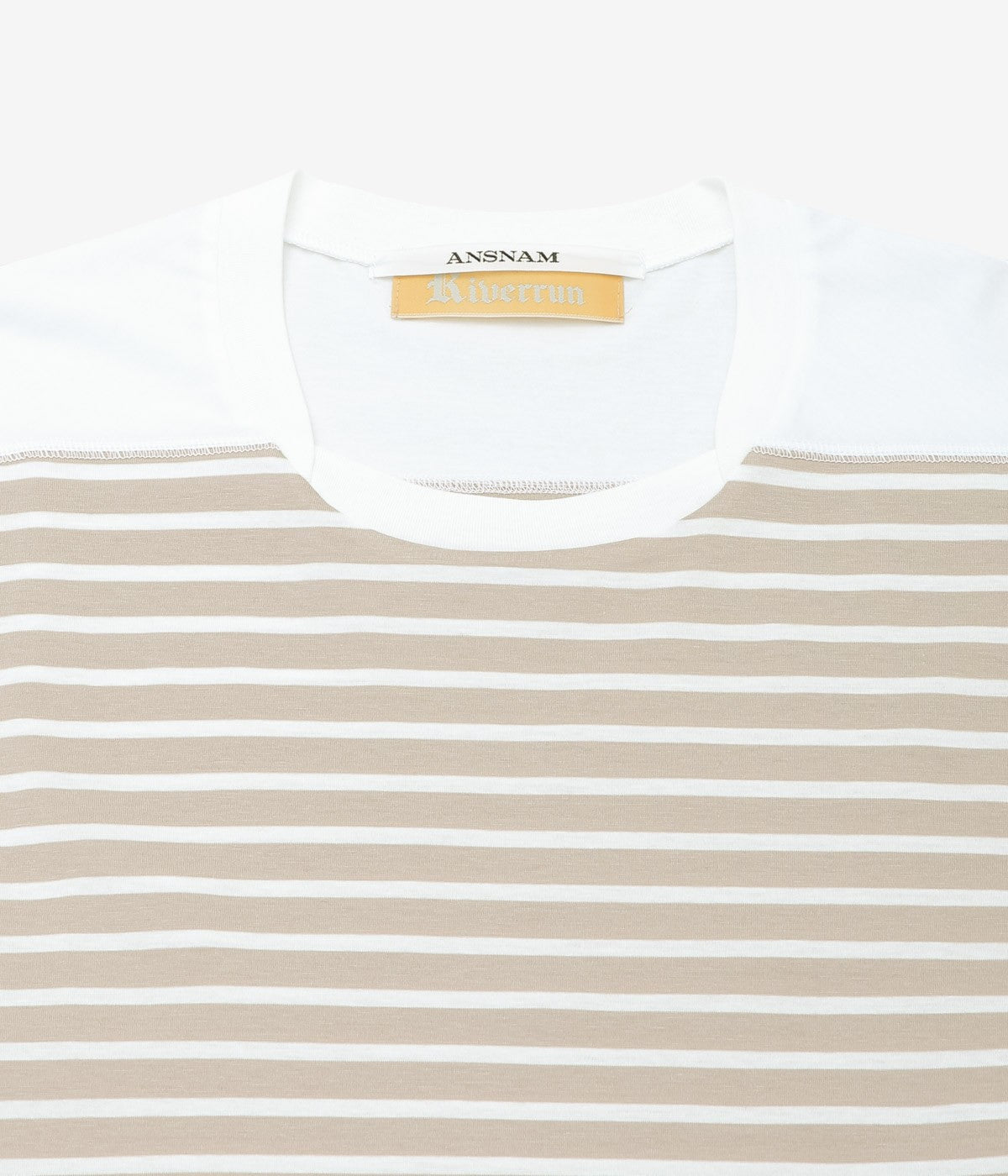 ANSNAM ''MARINE BORDER T-SHIRT｜WIDE STRIPE'' (SAND BEIGE×WHITE)