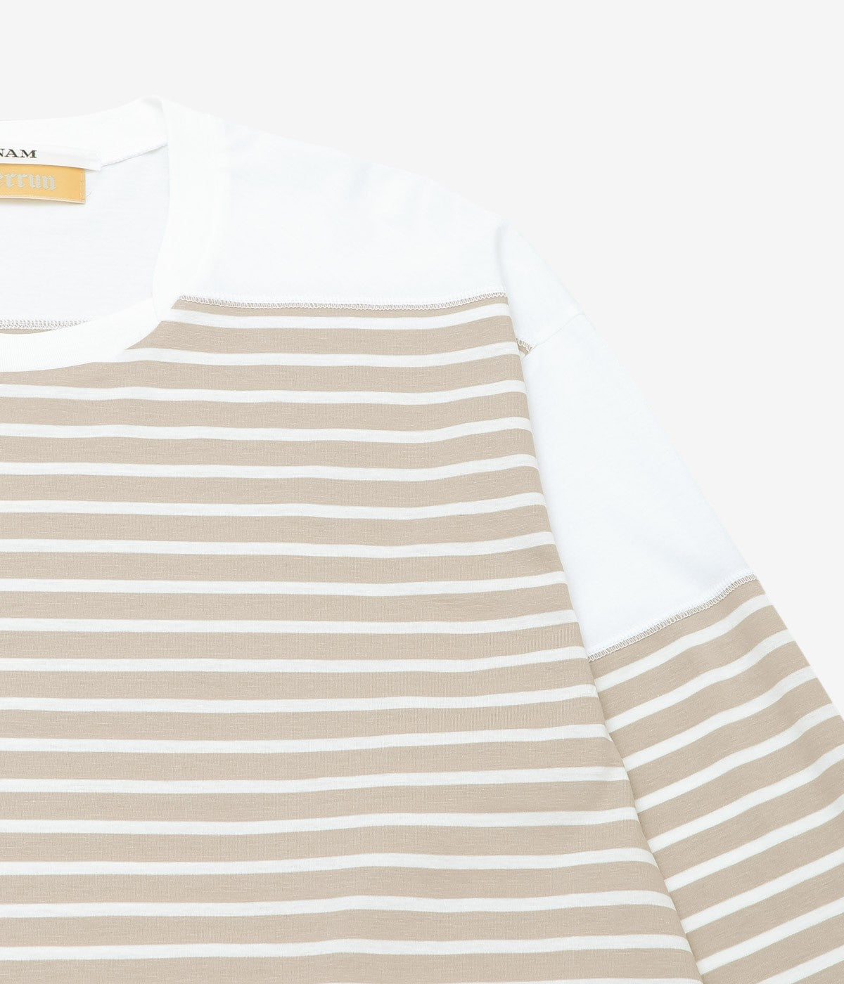 ANSNAM ''MARINE BORDER T-SHIRT｜WIDE STRIPE'' (SAND BEIGE×WHITE)