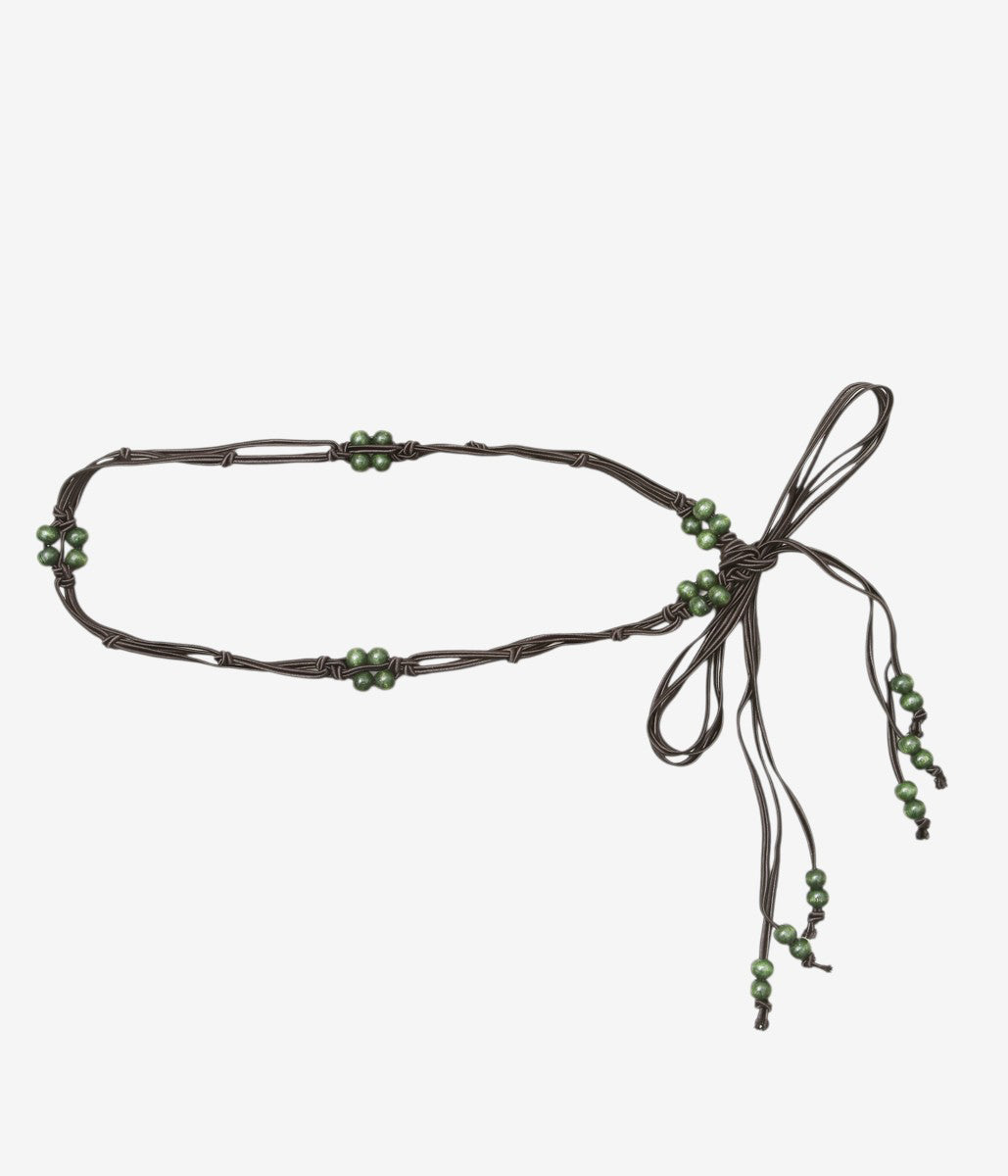 BAMBOU ROGER KWONG ''WOODEN PEARL BELT/WOOD AND POLYAMIDE'' (GREEN/BROWN)