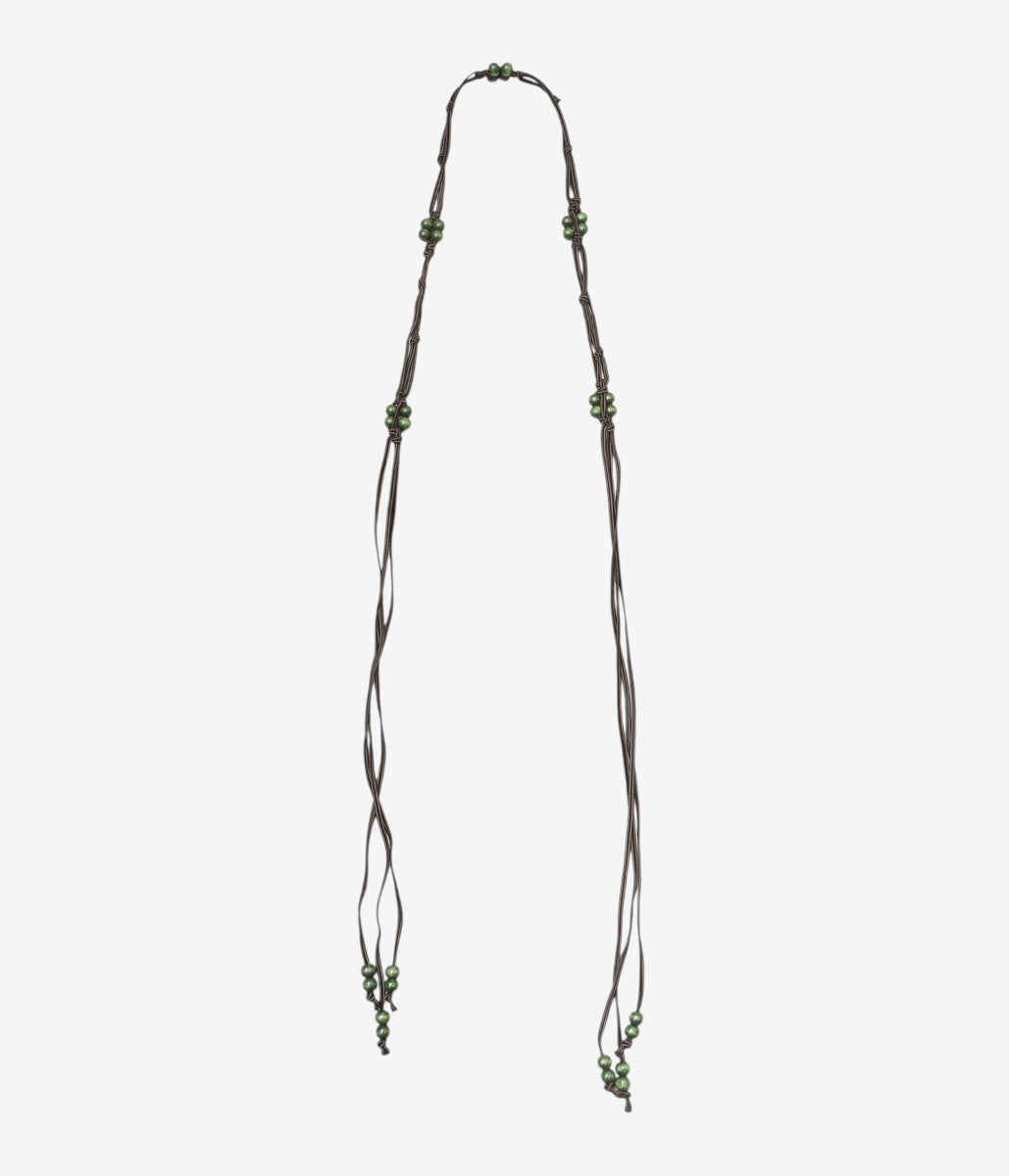 BAMBOU ROGER KWONG ''WOODEN PEARL BELT/WOOD AND POLYAMIDE'' (GREEN/BROWN)