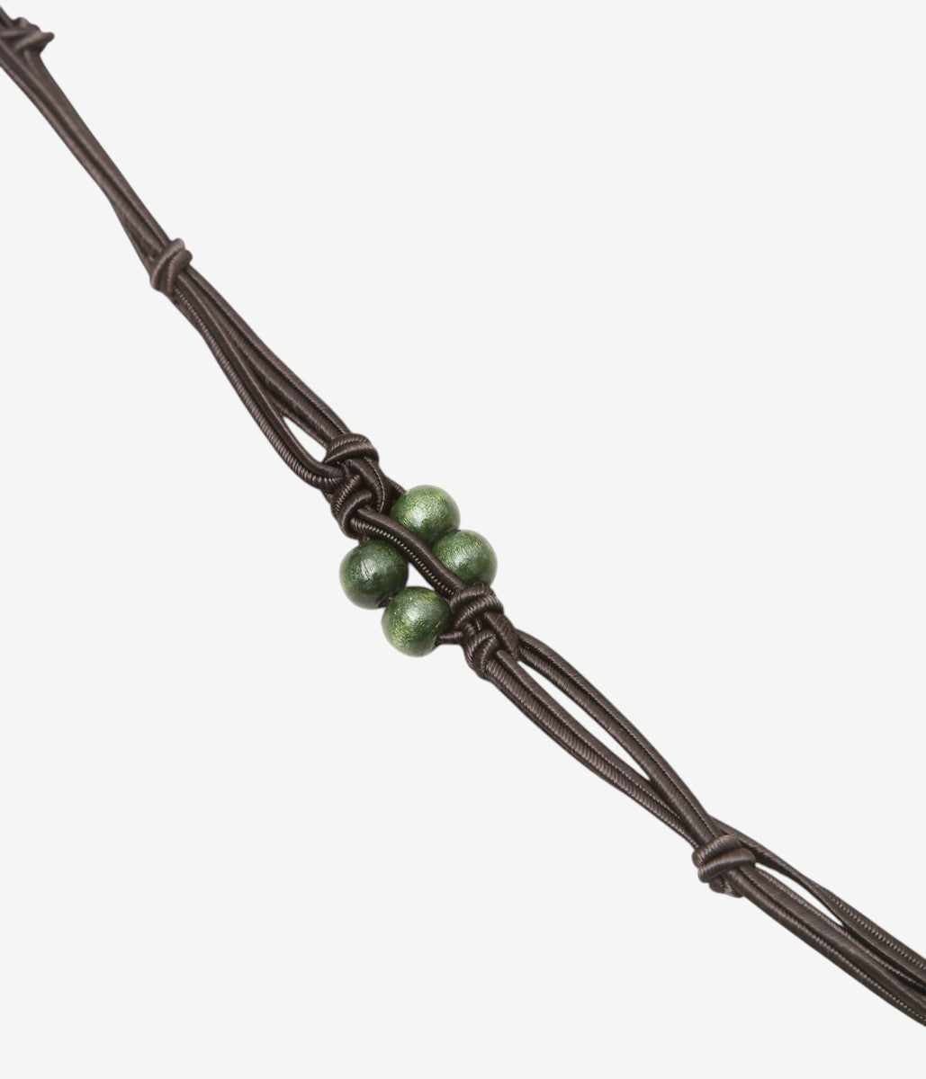 BAMBOU ROGER KWONG ''WOODEN PEARL BELT/WOOD AND POLYAMIDE'' (GREEN/BROWN)