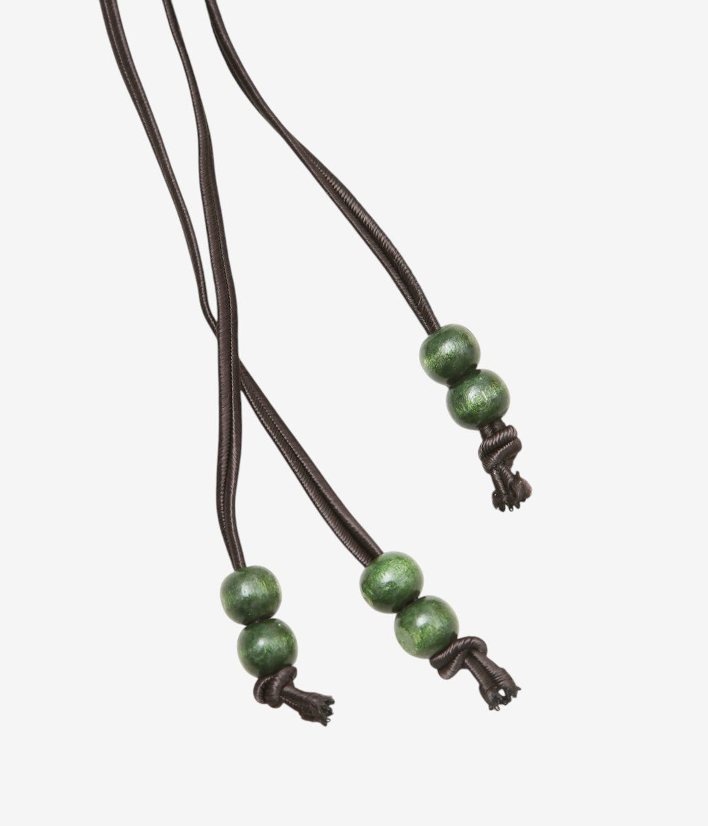 BAMBOU ROGER KWONG ''WOODEN PEARL BELT/WOOD AND POLYAMIDE'' (GREEN/BROWN)