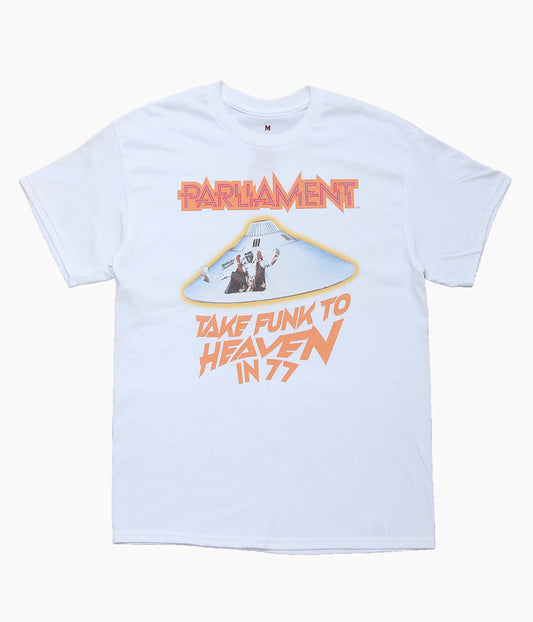 BLUESCENTRIC ''PARLIAMENT TAKE FUNK TO HEAVEN IN 77 HEAVY TEE'' (WHITE)