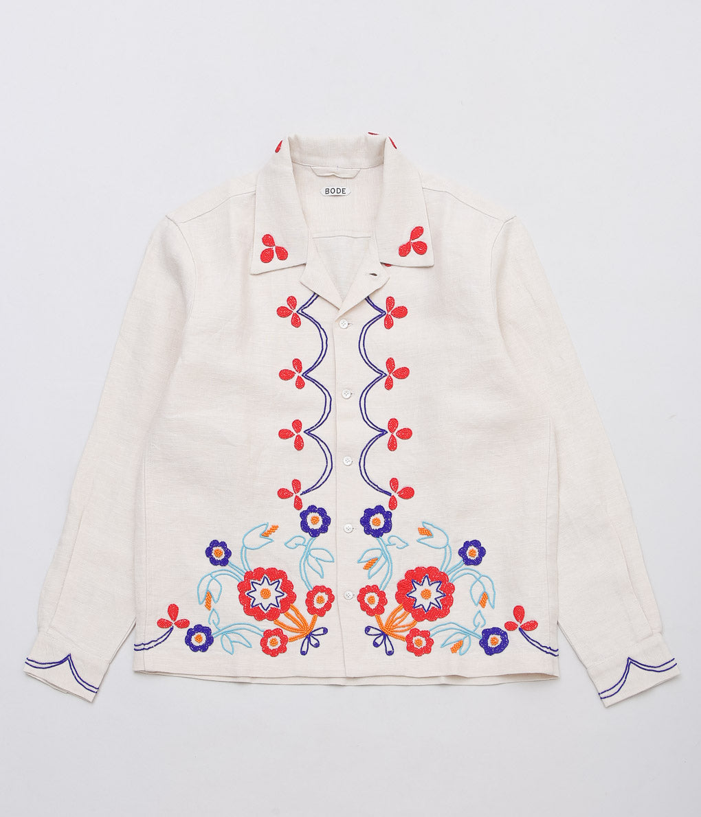 BODE ''BEADED GARDEN PARTY SHIRT'' (ECRU MULTI)