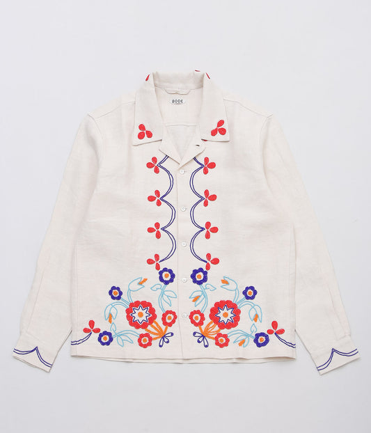 BODE ''BEADED GARDEN PARTY SHIRT'' (ECRU MULTI)