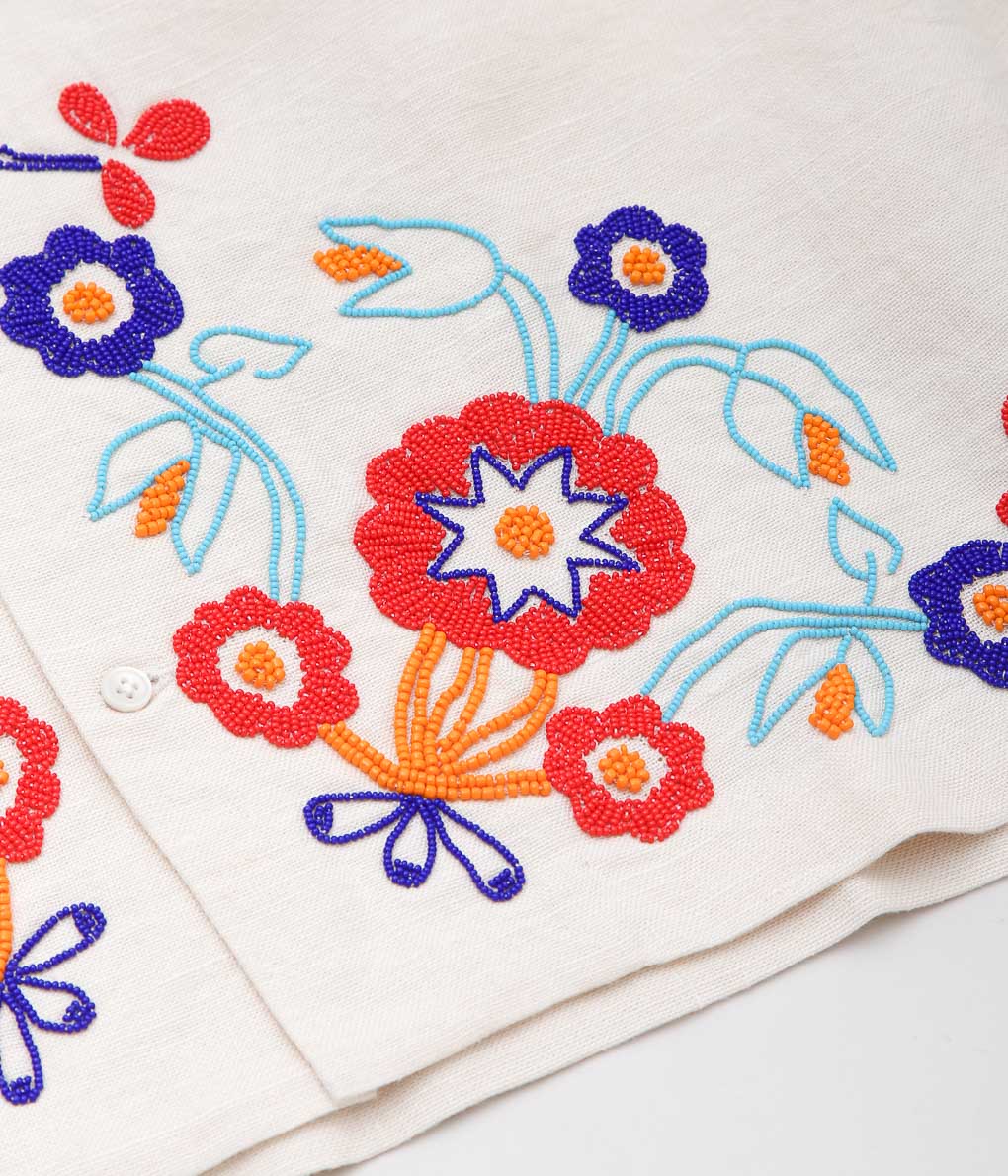 BODE 刺繍入りタンポポ柄半袖シャツ （NANSHIシリーズ】☆シャツ