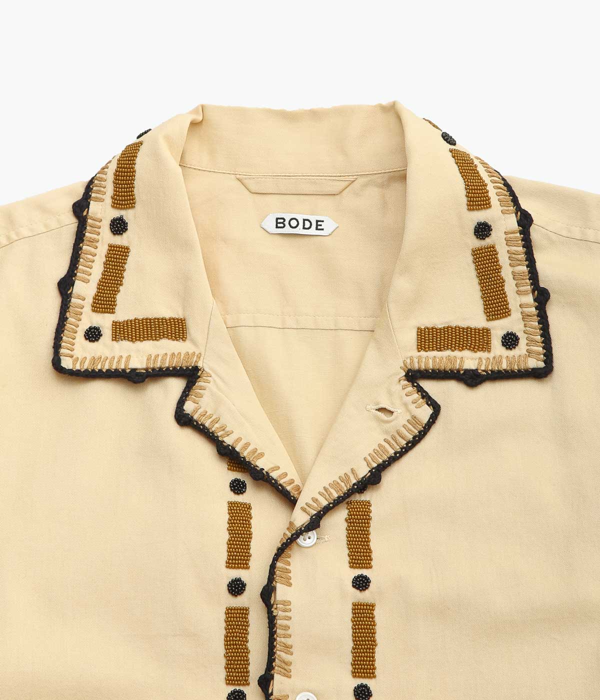 BODE ''BEADED RYEGRASS LONG SLEEVE SHIRT'' (TAN BROWN) – THE STORE