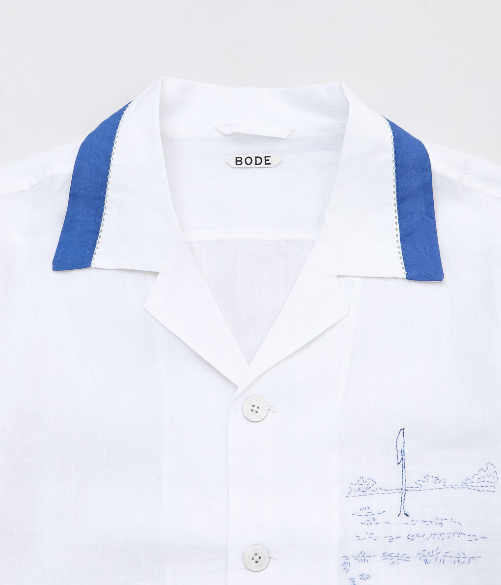 BODE ''CLUB CHAMPION LONG SLEEVE SHIRT'' (WHITE BLUE)