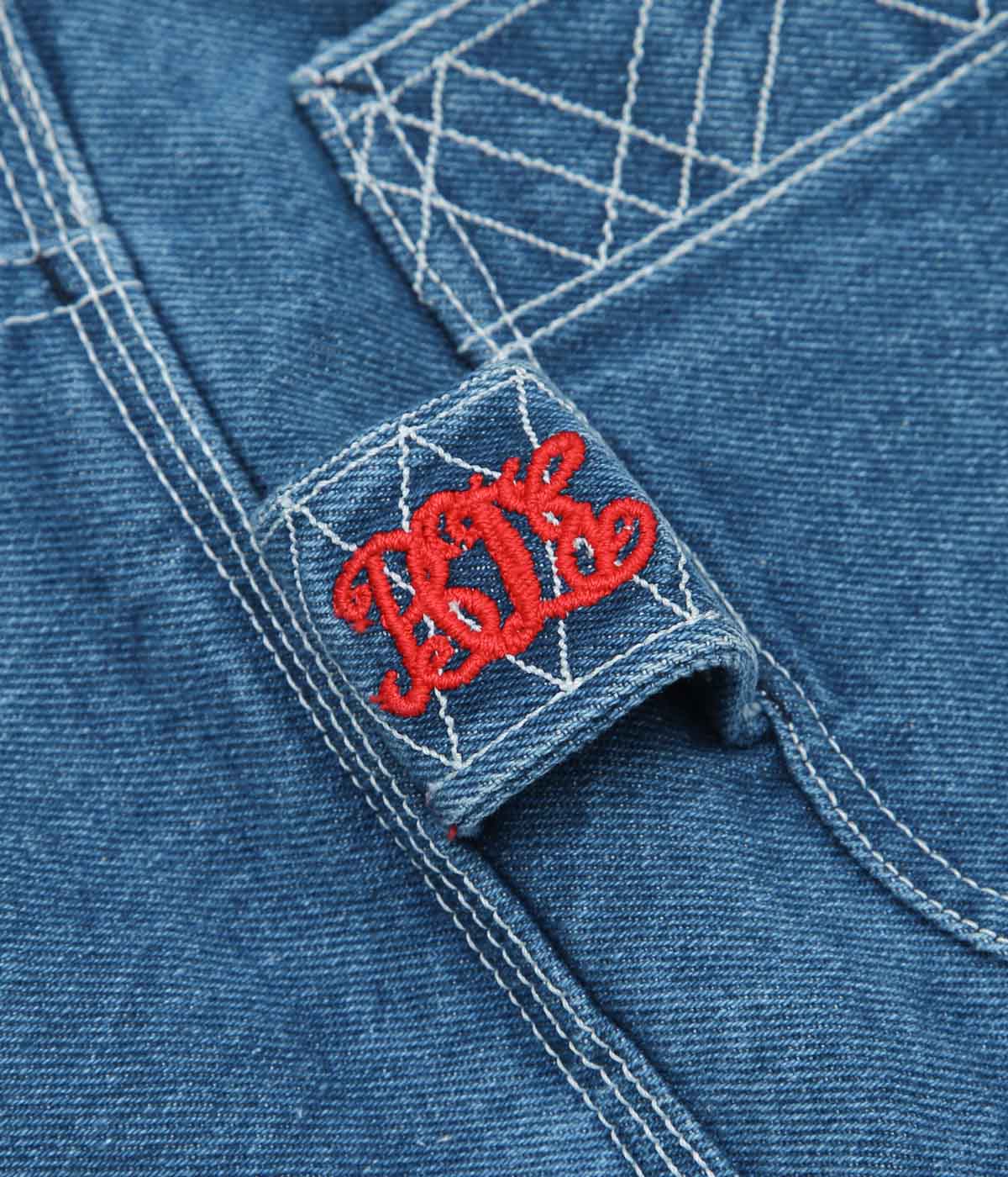 BODE "DENIM EMBROIDERED KNOLLY BROOK TROUSERS" (INDIGO)