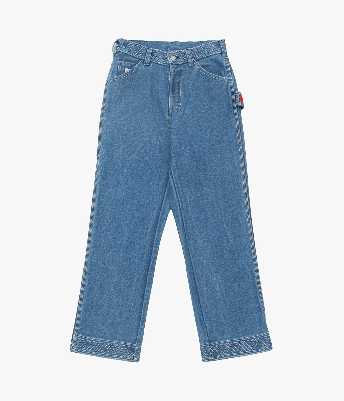 BODE "DENIM EMBROIDERED KNOLLY BROOK TROUSERS" (INDIGO)