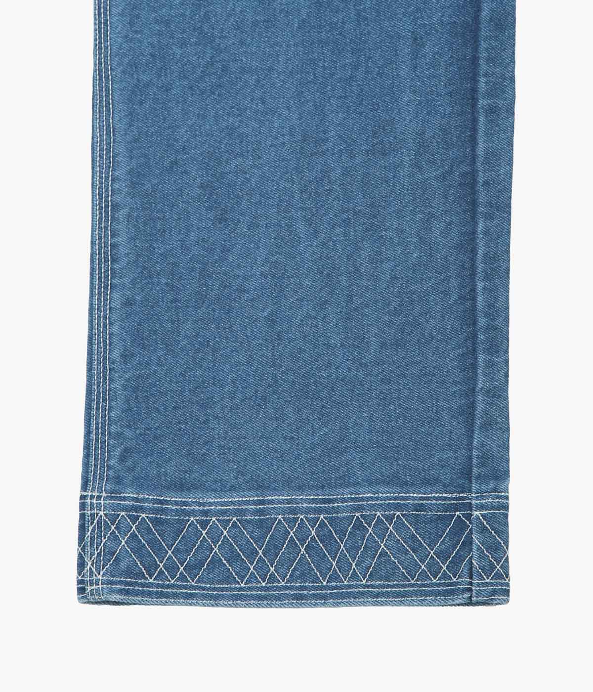 BODE "DENIM EMBROIDERED KNOLLY BROOK TROUSERS" (INDIGO)