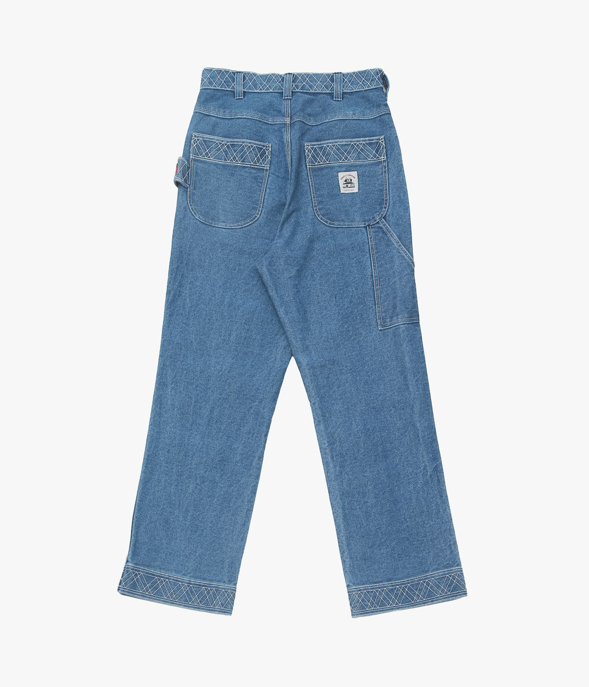 BODE "DENIM EMBROIDERED KNOLLY BROOK TROUSERS" (INDIGO)