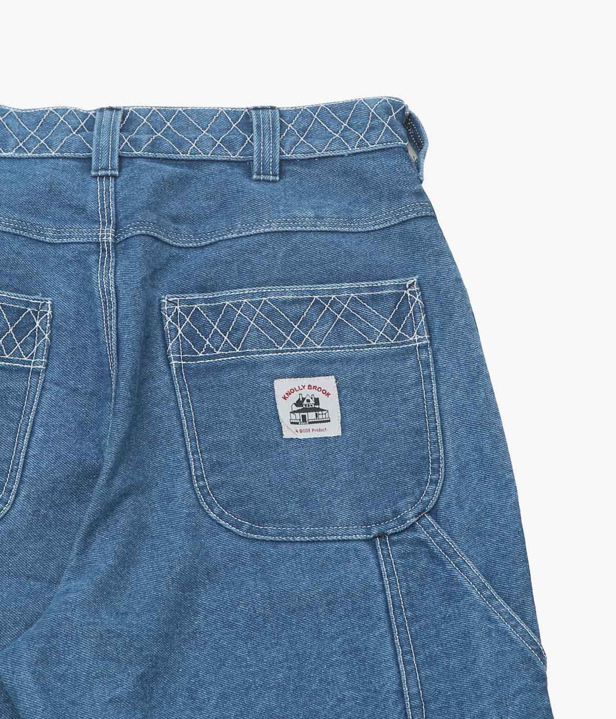 BODE "DENIM EMBROIDERED KNOLLY BROOK TROUSERS" (INDIGO)